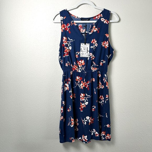 41 Hawthorn Dresses & Skirts - 41 Hawthorn Trisha Split Neck Dress Womens Size M Blue Red Floral Sleeveless NWT